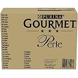 Purina Gourmet Perle Filettini in Gelatina Cibo Umido per Gatti con Trota, Tacchino, Anatra, Selvaggina, 96 buste da 85g