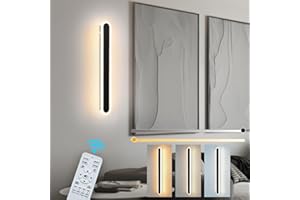 ZTWLEED Aplique Pared Interior Regulable,12W Lampara de Pared LED Moderna con Mando a Distancia de 2.4GHz para Sala de Estar Pasillo Escaleras Apliques Pared Dormitorio,40CM Negro 110-240V