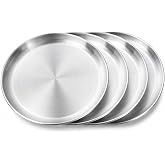 WOPPLXY Set of 4 Stainless Steel Round 30cm Pizza Tray Oven Stainless Steel Baking and Serving Easy to Clean