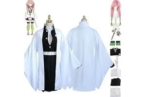 Tjmiaohao Anime Kanroji Mitsuri Cosplay Costume Outfit Demon Slayer Kamado Nezuko Kimono Wig Cloak Headdress Full Set Halloween Party Uniform Dress Up Suit for Women Girls