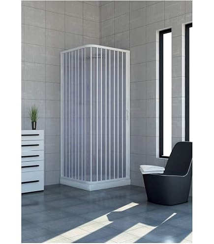 Duschkabine Paola – 70x90 Cm, PVC, Reduzierbar Auf 60x80 Cm, Falttür, Weiß, Reversibel