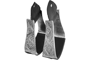 A&M Reitsport Hand gravierte Western Steigbügel, Alusteigbügel Neu, Farbe:Schwarz