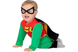Funidelia | Robin Costume for Babies for baby Boy Wonder, Superheroes, DC Comics - Costumes for kids, accessory fancy dress & props for Halloween, carnival & parties - Red