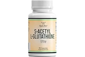 DOUBLE WOOD SUPPLEMENTS DW Glutathion Nahrungsergänzungsmittel | S-Acetyl L-Glutathion Kapseln – 100mg pro Portion | Antioxidantische Glutathion Kapseln | Gentechnik- und Glutenfrei (90 Capsules)