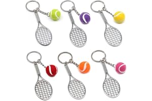 ZGCXRTO 6Pcs Tennis Keychain, Creative Metal Keychain Sport Keyring Tennis Ball Keyring,ball have Red, orange, yellow, green, purple, pink 6 colors, Fashionable Sport Style Gift Mini Portable