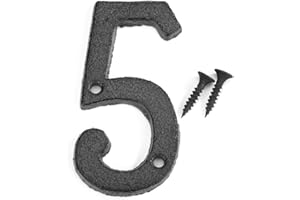 DOMYBESTSHOP Domybest Numéro de Maison 0-9 En Fer Noir Numéro de Porte de Maison Numéro de Rue Plaques Enseignes Mur Porte avec Vis de Fixation