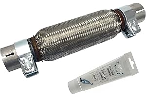 BLUETECH Tubo flessibile universale – acciaio inox – Interlock – 55x200x320 mm – con 2 morsetti – Montaggio senza saldatura – Tubo flessibile – Tubo corrugato – Tubo flessibile con montaggio,pasta di cemento