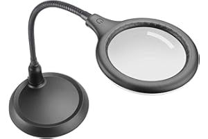 ZHSX 5-fache Lupe mit Licht und Stand - faltbares Design mit Dimmbar LED Lupenlampe - Tischlupe mit Led Beleuchtung für handwerkliche Arbeiten,Lesen,Arbeit,Nähen,Hobbys,Sehschwäche - Grau