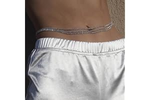 Zookey Layered Rhinestone Waist Chain Sparkly Crystal Belly Chain Silver Rave Nightclub Body Chain Jewellery for Women and Girls