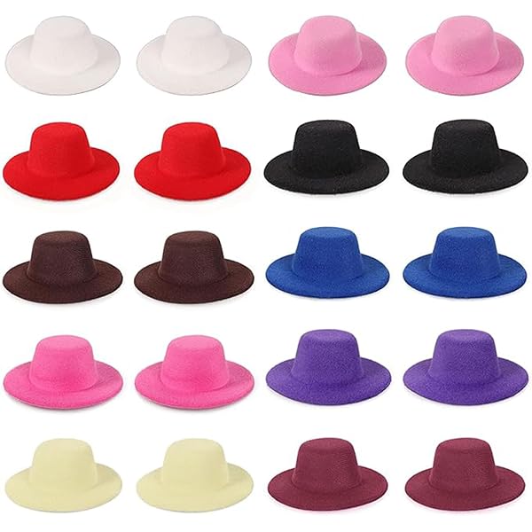 20 Cappellini Miniaturi Per Bambole - Bombetta In 5 Colori, Per Decorazione Craft - Foto 5