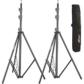 HIFFIN® Light Stand Kit - 9 feet (2 Light Stands) Metal Colour Black 9 feet, Portable & Foldable, Indoor & Outdoor Shoot, Hea