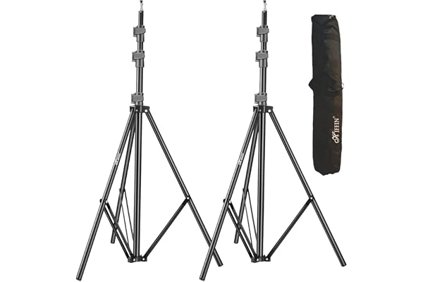 HIFFIN Light Stand Kit - 9 feet (2 Light Stands) Metal Colour Black 9 feet, Portable & Foldable, Indoor & Outdoor Shoot, Heavy Duty, Photography & Videography