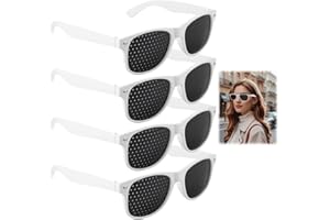 FERRADREND Lot de 4 Lunettes à Trous Noires,Lunettes à Grille Stenopeiques,Léger et Confortable,Verres à Grille avec Supports Pliables,Unisex Lunettes à Grille Détente pour Réduire la Fatigue, Apprentissage