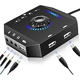 Externe Soundkarte, PHOINIKAS T10 USB Audio Adapter für PC Windows, Mac, Linux, Laptops, Desktops, Stereo Soundkarte mit 3,5m