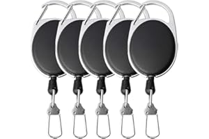 Badge Reel, ZHIYE 5 Pcs Reel Clips Retractable Badge Holder with Key Belt Reel for Key Ring ID Card Badge Holder