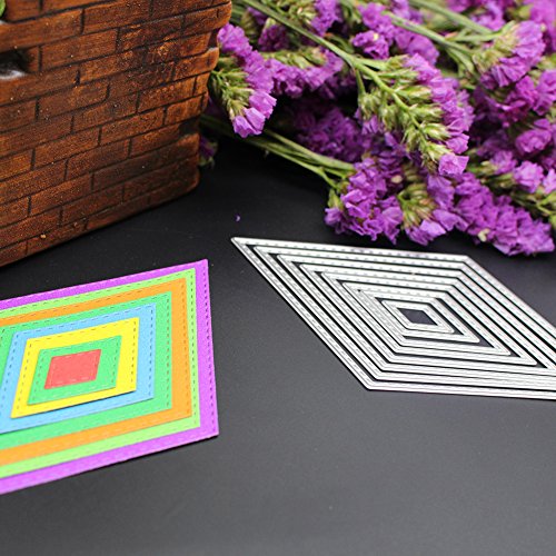 Amazingdeal365 8 PCS Karo Zeichen Metall Form Schablonen Schneiden DIY Dekor Sammelalbum Karten Buchzeichen Lesezeichen als Geschenk für Freunde Geburtstag Kinder,Kindergarten Hobby Schule Handarbeit Unterricht usw. Ein tolles Geschenk! - 6