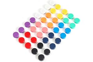 PYJLBX 40 Pack Fridge Magnets - 10 Colours Heavy Duty Magnets, Round Mini Magnets for Whiteboard, Refrigerator, Notice Board & Crafts - Multi-Purpose Strong Small Magnet for Adults, Home & Office
