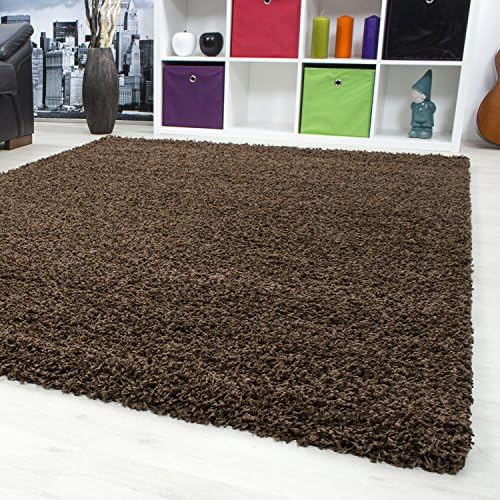 SMALL - EXTRA LARGE SIZE THICK MODERN PLAIN NON SHED SOFT SHAGGY RUG REC &amp; ROUND WEIGHT APPR. 2600 GR DEEPT 50 MM LIVING ROOM SHAGGY RUGS SUITABLE FOR UNDERFLOOR HEATING FLOKATI RUGS, Color:Brown, Size:80 cm Round