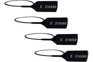 ‎NADIA'S LITTLE TREASURES Hergestellt in Großbritannien, nummerierte Zugdichtung, Anti-Manipulations-Dichtungen, Sicherheits-Kabelbinder, Sicherheitssiegel, Sicherheitsetiketten, (schwarz, 100)