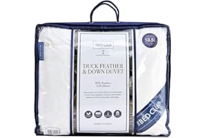 LIZZIE JACOBS 13.5 Tog Duck Feather & Down Duvet Anti Dustmite and Down Proof Cover White Duck Feather Duvet for All Year Round Premium Soft Warm & Cosy Quilt Ideal for Summer & Winter Machine Washable (Double)