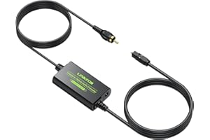 LiNKFOR 192kHz Coaxial to Optical Converter 6.6FT Coaxial to Optical SPDIF Toslink Converter with Built-in 3.3FT Toslink and 3.3FT Coax Cable for Older TV DVD Soundbar Amplifier