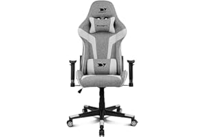 DRIFT GAMING Chair DR90 -DR90GW - Sedia da gioco, tessuto traspirante, braccioli imbottiti 2D, base in nylon rinforzato, pistone classe 4, inclinazione, cuscino lombare/cervicale, grigio/bianco