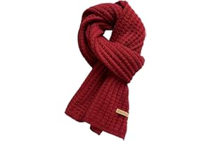 Joivie Winter Woolen Knitted Scarf Fashion Women Scarves Female Vintage Solid Colour Neckwear Soft Warm Pashmina Thickened Wool Student Shawl Scarf