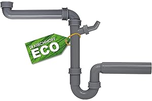 Kirchhoff Eco-Save 98833649 Siphon pour évier de Cuisine en Plastique recyclé avec raccord pour Machine à Laver ou Lave-Vaisselle, Gris