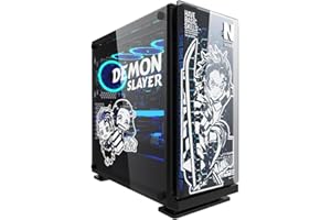 TENSUKA Demon Slayer Anime-Aufkleber für PC-Gehäuse, Cartoon-Dekor-Aufkleber für ATX-Computer-Skin, wasserdichter Vinyl-Graffiti-Aufkleber, leicht entfernbar (B-Stil, Weiß und Weiß)