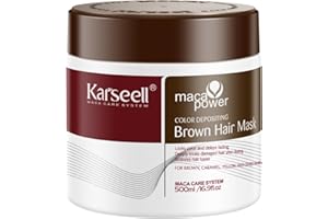Karseell Brown Hair Mask Colour Depositing Mask Colour Protect Conditioner, Restore and Enhance Brown Tones for Color-Treated Hair, 500ml