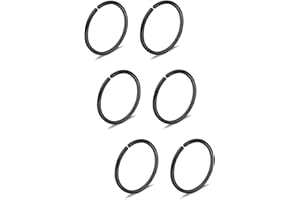 Briana Williams 6piezas Fake Anillo de la nariz Aro Septum Tragus Cartílago Pendiente Aro Piercing 22G 20G 18G 16G 6/8/10/12mm Acero inoxidable Faux Joyería Piercing