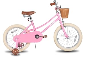 JOYSTAR 12/14/16/18/20 Pouces Vélo pour Filles de 2 à 9 Ans, vélo pour Filles 12/14/16/18 Pouces avec Panier et stabilisateurs, 20 Pouces avec béquille