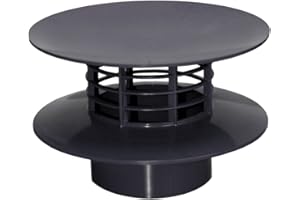 Chapeau de ventilation Ø100 (DN100 femelle) effet Venturi, First Plast ES100A, pour VMC et évent de fosse septique, couleur ardoise