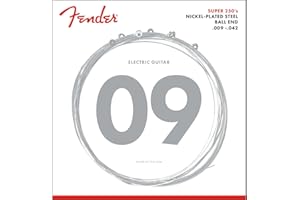 Fender Super 250 Electric Guitar Strings, 9-42 Gauge, Nickel-Plated Steel, High Output and Smooth Feel, Ball End, Dynamic Rock and Blues Tone, 1 Set