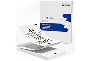 LABELCENTER Papier thermique A4 200 feuilles – Adapté aux imprimantes Phomemo M08F/M832/M831/M833/M834/M836/AM-X2/A285M | Format 210 mm x 297 mm (8,27" x 11,69") pour l'impression de documents & contrats