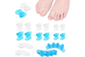 ZOCONE 16 Piezas Separadores de Dedos de Los Pies Silicona Separador de Dedos del Pie Meñique Elástico Toe Spacer Gel Separadores Dedos Pies Pequeños Corrector Dedos Pies Martillo Garra Torcidos