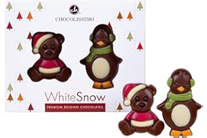 CHOCOLISSIMO - Czekolada bożonarodzeniowa – miś i pingwin z czekolady – słodycze bożonarodzeniowe, czekoladowy prezent na Boże Narodzenie, Mikołajki, pomysł na prezent dla dzieci, dziewcząt, chłopców