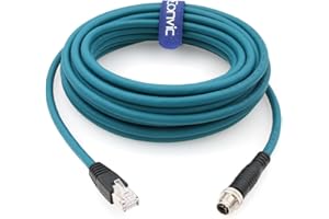 Eonvic Cavo Ethernet schermato M12 X-Type 8 posizioni a RJ45 impermeabile rete industriale ad alta flessibilità cavo per Cognex (8 m, blu)