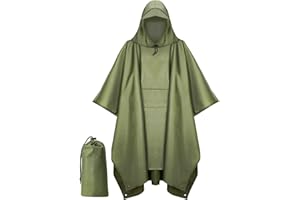 Houbobo Hooded Rain Poncho Waterproof Raincoat for Men Women Adults, Lightweight Unisex Raincoat for Outdoor Hiking Camping Emergency