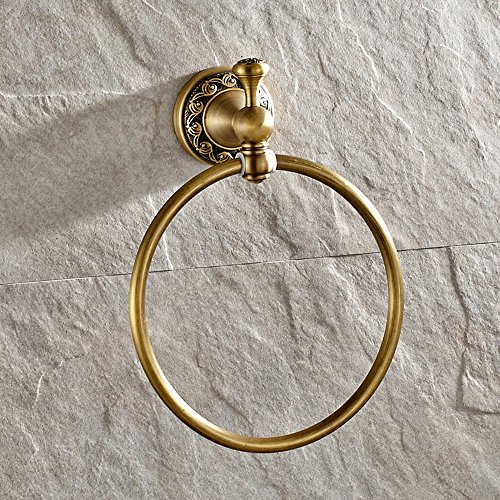 Weare Home Retro Solide Kupfer Einzeln Handtuchring Handtuchstangen Handtuchhalter, Minimal Klassic mit Einschnitt Bronze Beschichtung Wandmontage Haltbar Badzubehör Badaccessoires Dekor für Küche - 3