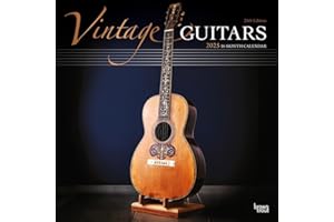 Vintage Guitars 2025 Calendrier mural carré Monthly 2025 30 x 61 cm Couverture en plastique sans BrownTrout Instrument classique