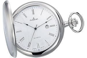 Dugena Taschenuhr 4460304-1, Savonette, Quarzwerk, aus Edelstahl, mit Acrylglas und römischen Ziffern, 50 mm, inkl. Kette