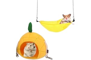 HILEYU Hamster Hamaca Mini Hamster Bed Animales Pequeños Nido Hamster Bed Guinea Pig House Banana Pineapple Design Hamster Juguetes para Guinea Pig, Gerbil, Hamster