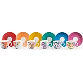 Tognana Iris Lot De 6 Tasses à Café Avec Soucoupes – New Bone China Multicolore, Motifs Amusants & Élégants
