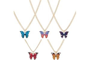 KSJEHW 5 Pcs Collares Mariposa únicos para 5 niñas, joyería de Amistad para Mejores Amigas, corazón Luminoso, Colgantes de Mariposa, Regalos de cumpleaños