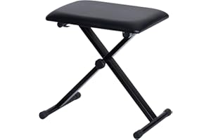 LIVIVO Folding Black Music Piano Stool Fully Adjustable Height Pro X Frame Keyboard Leather Bench Seat - Non Slip Feet