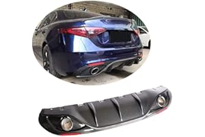 QTCD Diffusore Posteriore Adatto per Alfa Romeo Giulia Base Berlina 2017 2018 2019 in Fibra di Carbonio CF Inferiore Paraurti Labbro Spoiler Kit Corpo con Punte di Scarico Tubo di Scarico