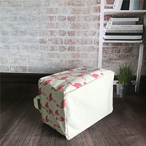 Inwagui Faltbar Leinen Wäschekorb Stoff Haushalt Organizer Korb Wäschesammler Wäschesack Kleiderschrank Organizer 39* 25* 22cm-Flamingo A - 3