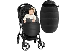 MOXTOYU Extra Thick Universal Baby Footmuff for Pushchair, Cosy Toes for Buggy Pram Stroller, Waterproof Pram Footmuff with 2-Layer Yarn Cotton, Gift for Christmas Birthday to Newborns - Black