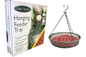 OAKDALE PRODUCTS Oakdale Filled Hanging Feeder Tray - Hanging Metal Bird Feeder Perfect For Garden And Outdoor Use With Premium Suet Easy Refill